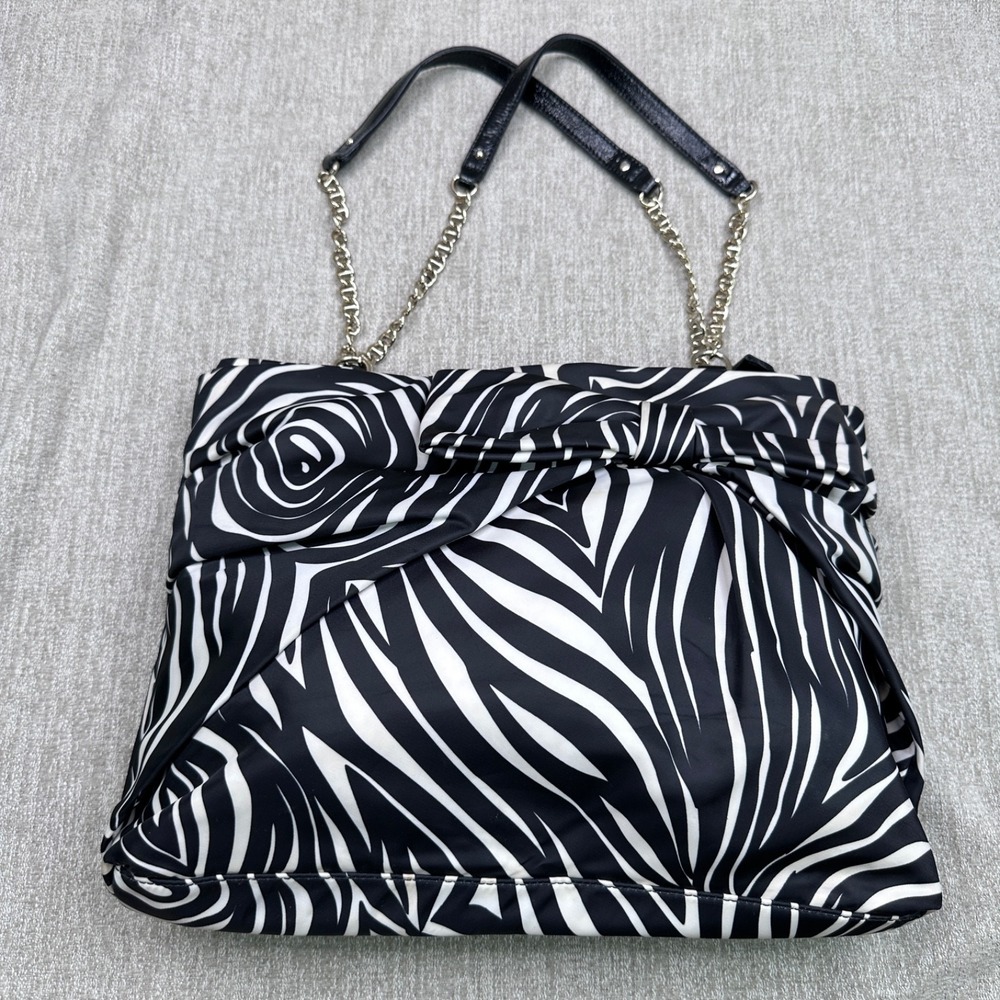Kate Spade‎ New York Large Tote Shoulder Bag Zebra Print Bow Chainlink Purse